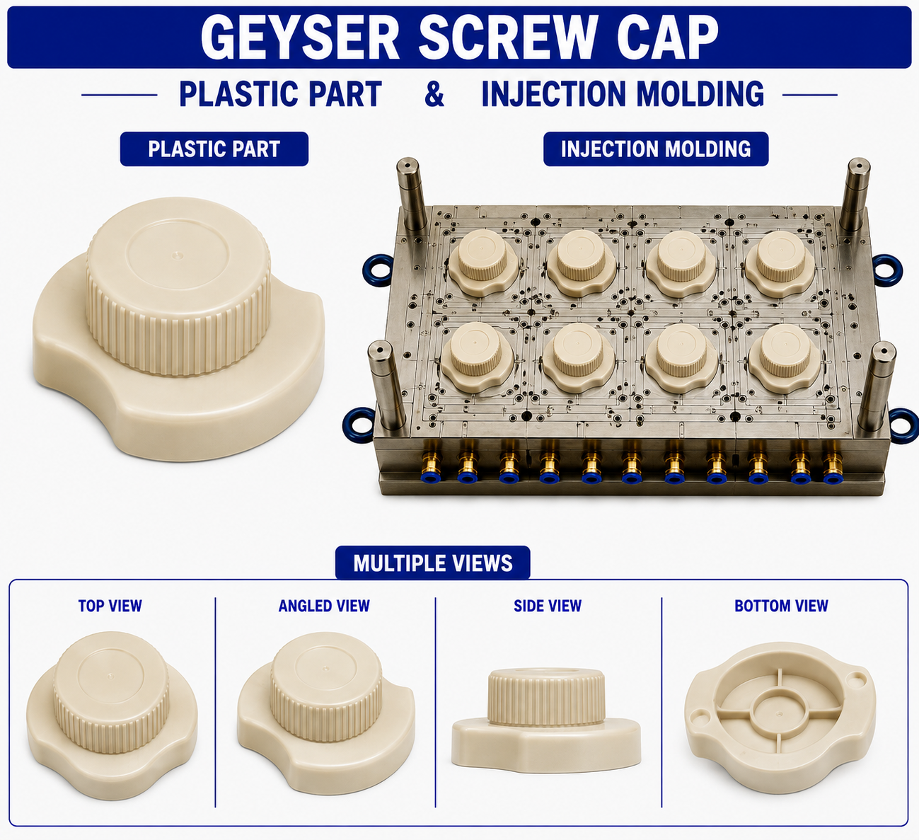 Geyser Plastic Screw Cap Mould and Moulding Service